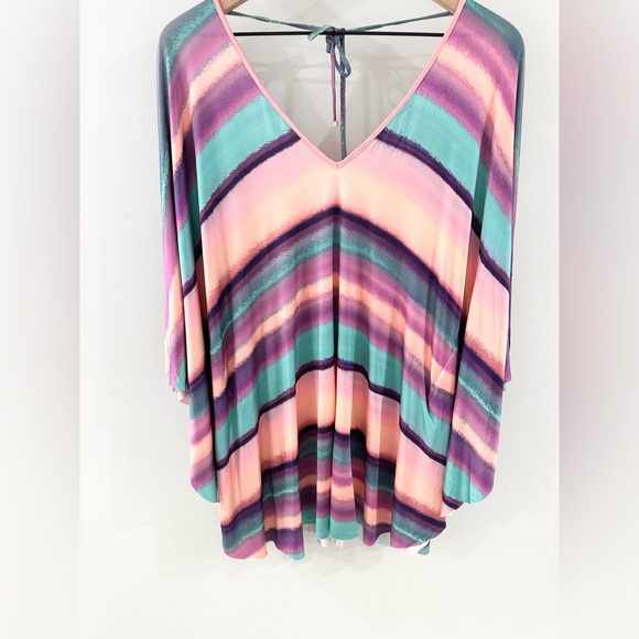 ViX Paula Hermanny Coverup Pink Blue Stripe Size Large - Picture 5 of 7